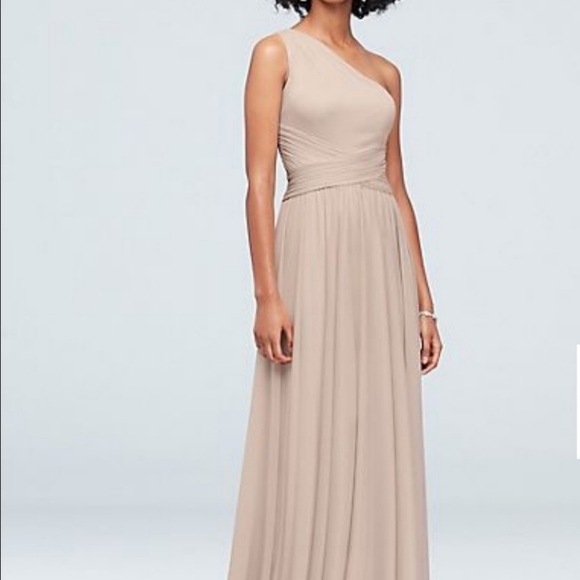 David's Bridal One Shoulder Mesh Bridesmaid Dress - Picture 5 of 9